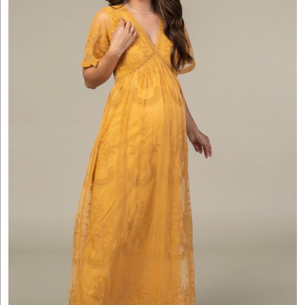 Pink Blush Mustard Maternity Dress